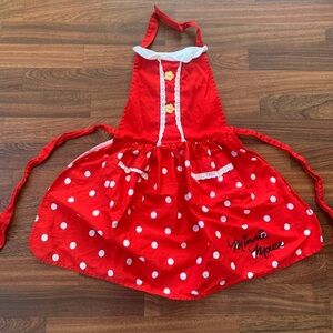 Disney Little Girl’s OS Red Polka Dot Minnie Mouse Kitchen Baking Apron Cotton
